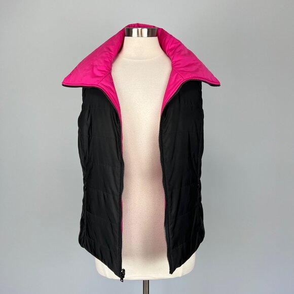 Etcetera Womens Reversible Quilted Puffer Vest Pink Black Zip Front size 10 - Picture 8 of 15